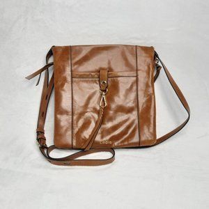 LODIS Glazed Leather Crossbody Chestnut Brown